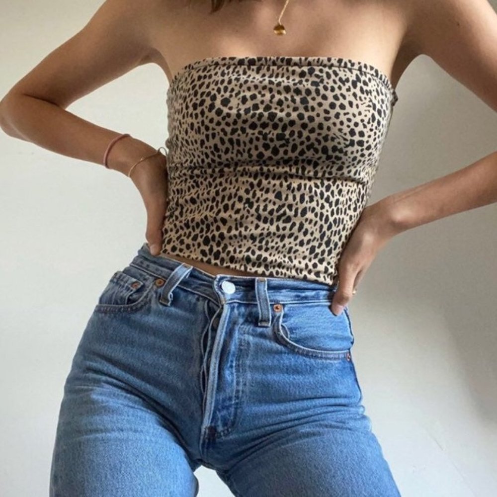 Rare Brandy Melville Cheetah Tube Top (Strapless) - Gem